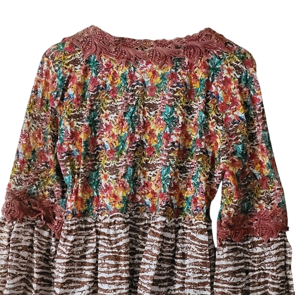 Gypsy Queen Crochet Flared Sleeve Open Knit Long Sleeve Rust - Picture 8 of 15